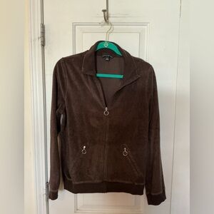 Banana Republic Brown Terry Full Zip Size Large with silver toned accents